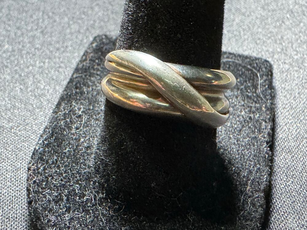 Vintage 925 Sterling Italy Milor Interlocking Rolling Ring Size 7.5